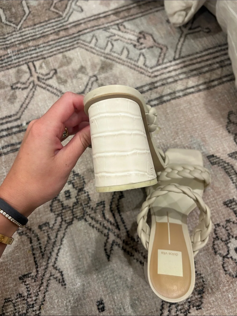 Dolce Vita Braided Double-Strap Slide Sandals in Cream